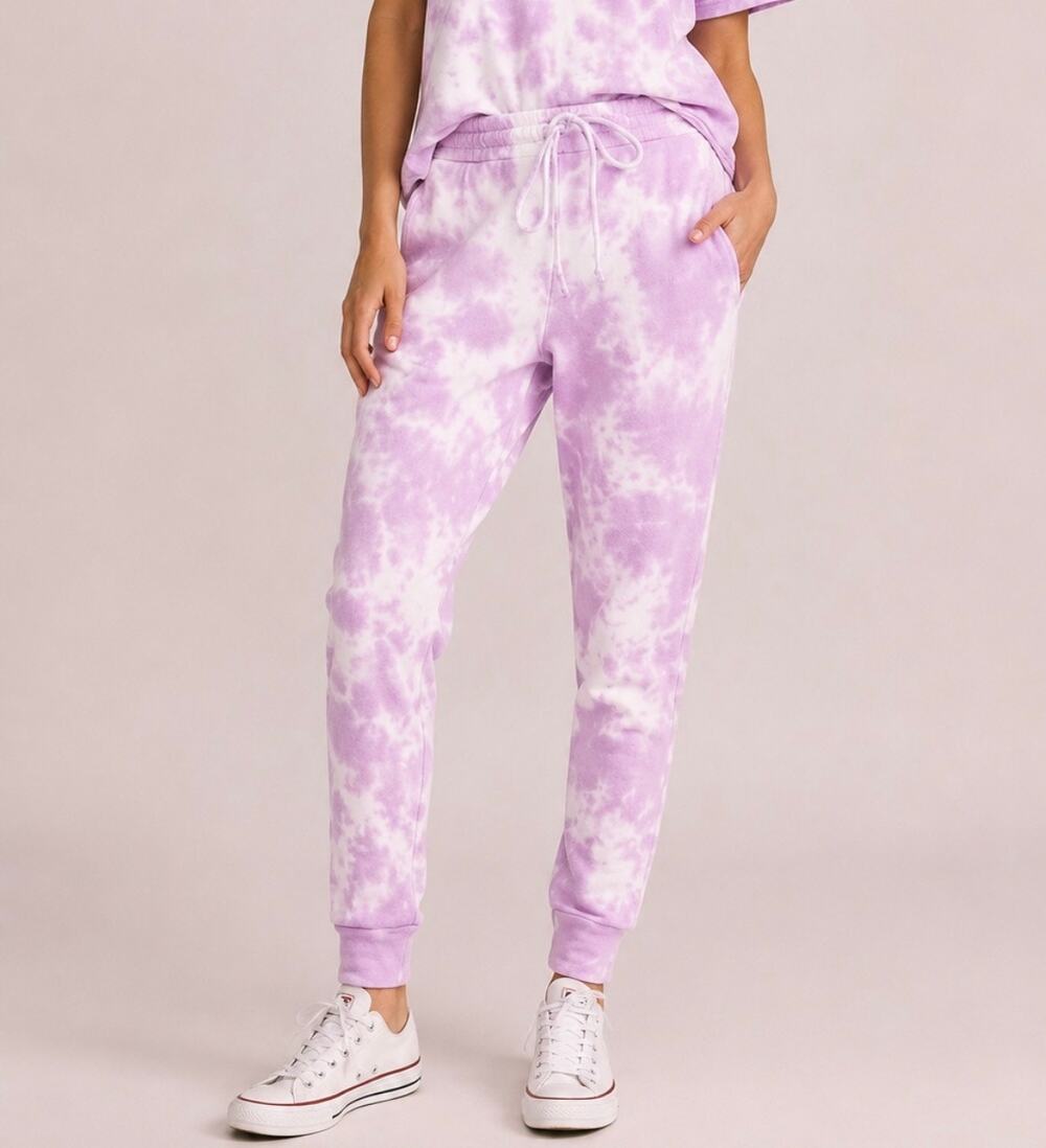 LoveShackFancy Yolanda Iris Hand Tie Dyed Distressed Jogger Sweatpants XS/S